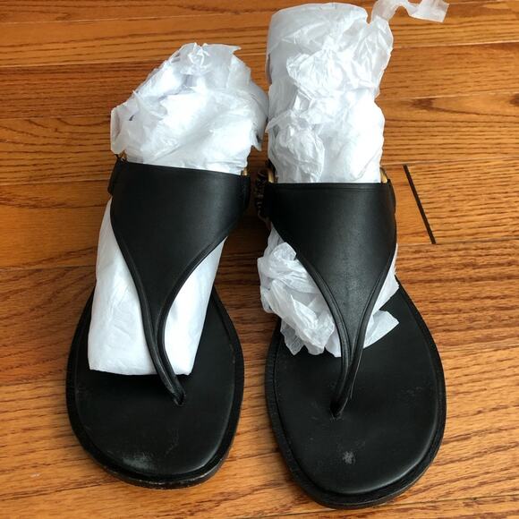 VINCE PHARIS Thong Leather Black Tan Sandals Women’s Size 7.5 - Picture 6 of 10